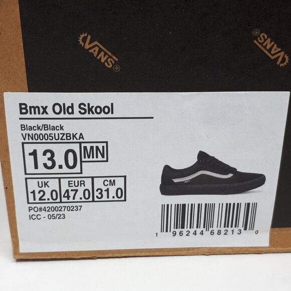 Vans BMX Old Skool Black White Skate Authentic Classic Shoe Sneaker Mens 13 US - Picture 11 of 12